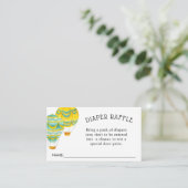 黄色とアクアホットエアバルーンおむつラッフル エンクロージャーカード (スタンド正面)