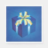 黄色とアクアリボンの青いギフトボックス スタンダードランチョンナプキン (正面)