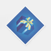 黄色とアクアリボンの青いギフトボックス スタンダードランチョンナプキン (角)