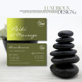 黄色とオリーブ緑のグリッタースターとロゴ 名刺