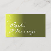 黄色とオリーブ緑のグリッター星と写真 名刺 (正面)