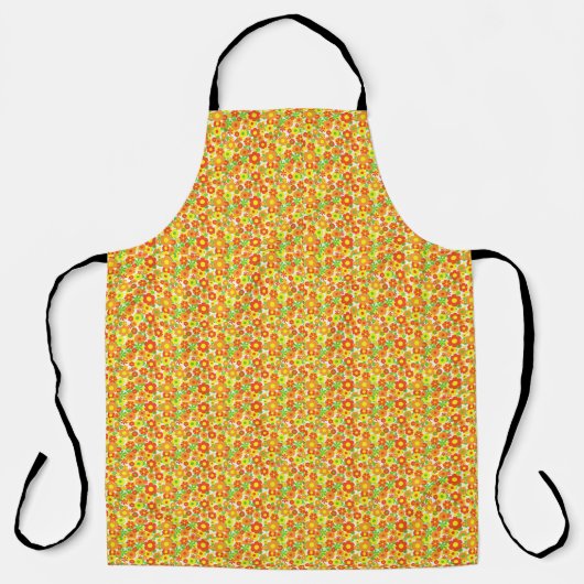黄色とオレンジお洒落のカラフル花 エプロン (正面)