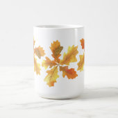 黄色とオレンジのオークの葉 コーヒーマグカップ (中央)