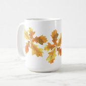 黄色とオレンジのオークの葉 コーヒーマグカップ (正面左)