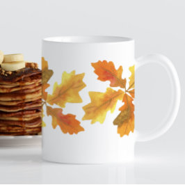 黄色とオレンジのオークの葉 コーヒーマグカップ