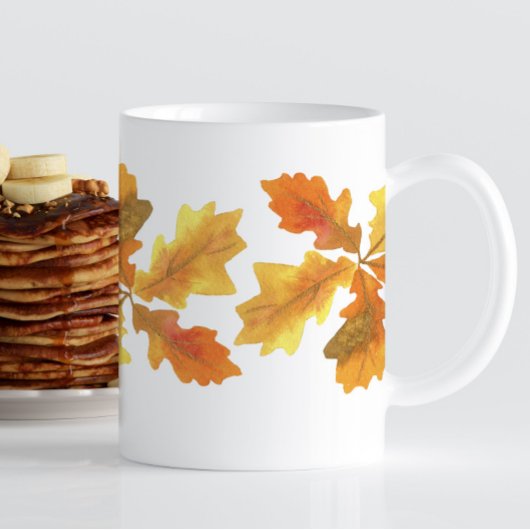 黄色とオレンジのオークの葉 コーヒーマグカップ
