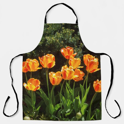黄色とオレンジのチューリップのエプロン エプロン (正面)