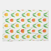 黄色とオレンジのチューリップ2 キッチンタオル (横)