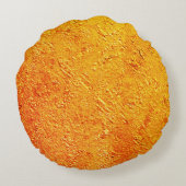 黄色とオレンジのテクスチャを持つ欠陥のある壁 ラウンドクッション (裏面)