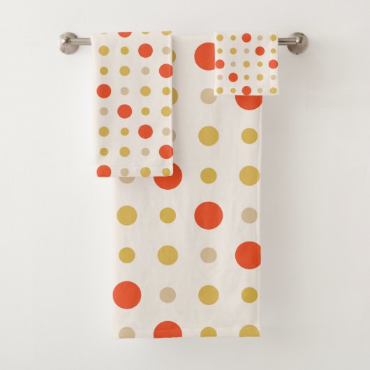 黄色とオレンジのドット バスタオルセット (インサイチュ)