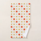 黄色とオレンジのドット バスタオルセット (ハンドタオル)