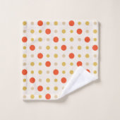 黄色とオレンジのドット バスタオルセット (ウォッシュタオル)