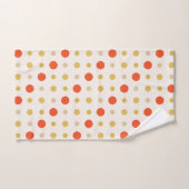 黄色とオレンジのドット バスタオルセット (ハンドタオル)