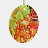 黄色とオレンジのバラ水カラーオリジナルアート セラミックオーナメント (右)