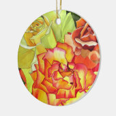 黄色とオレンジのバラ水カラーオリジナルアート セラミックオーナメント (左)