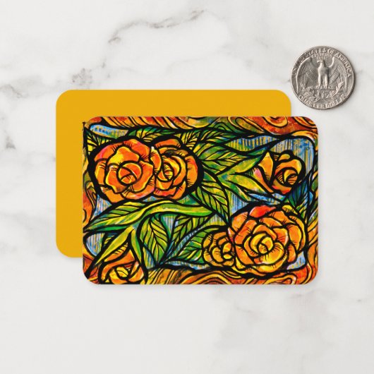 黄色とオレンジのバラ花自然愛好家 ノートカード (正面/裏面インサイチュ)