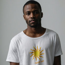 黄色とオレンジのファンキーな炎の太陽 Tシャツ