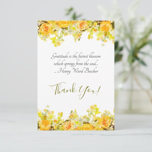 黄色とオレンジのフローラ サンキューカード (スタンド正面)