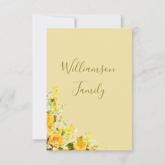 黄色とオレンジのフローラ サンキューカード (裏面)