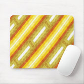 黄色とオレンジのレトロな斜めストライプ マウスパッド (マウス)