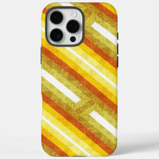 黄色とオレンジのレトロな斜めストライプ Case-Mate iPhoneケース (裏面)