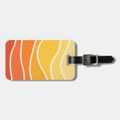 黄色とオレンジのレトロスタイル波 ラゲッジタグ (正面横)