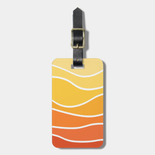 黄色とオレンジのレトロスタイル波 ラゲッジタグ