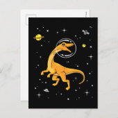 黄色とオレンジのヴェロキラプターディノス宇宙 ポストカード (正面/裏面)