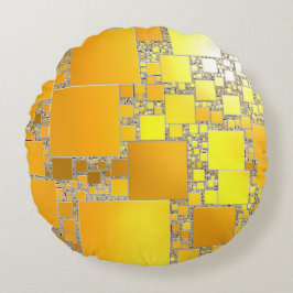 黄色とオレンジの四角形のラウンドクッション ラウンドクッション