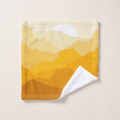 黄色とオレンジの山の日の出 バスタオルセット (ウォッシュタオル)