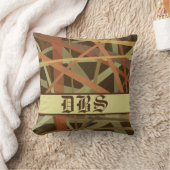 黄色とオレンジの幾何学的パターンモノグラムクッション クッション (ブランケット)