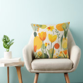 黄色とオレンジの抽象芸術春の花 クッション (椅子)