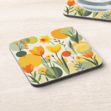 黄色とオレンジの抽象芸術春の花