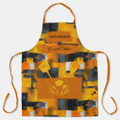 黄色とオレンジの抽象芸術 – キッモダンチはっきりしたン エプロン (正面)