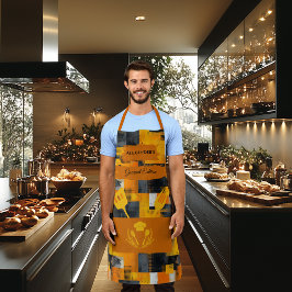 黄色とオレンジの抽象芸術 – キッモダンチはっきりしたン エプロン