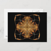 黄色とオレンジの渦巻き枕のようなフラクタルアート ポストカード (正面/裏面)