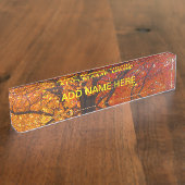 黄色とオレンジの秋の葉の写真 デスクネームプレート (側面)