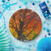 黄色とオレンジの紅葉写真 ペーパープレート (パーティー)