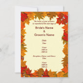 黄色とオレンジの結婚式の招待の紅葉 招待状 (正面)