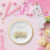 黄色とオレンジの草原の野の花 ブライダルシャワー ペーパープレート (パーティー)