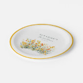 黄色とオレンジの草原の野の花 ブライダルシャワー ペーパープレート (アングル)