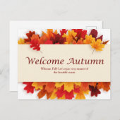 黄色とオレンジシンプル色の歓迎の秋はがき ポストカード (正面/裏面)