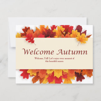 黄色とオレンジシンプル色の歓迎の秋はがき ポストカード