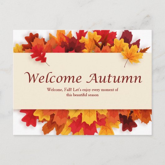 黄色とオレンジシンプル色の歓迎の秋はがき ポストカード (正面)