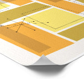 黄色とオレンジファンキー色のパターン中世紀モダン ポスター (角)