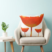 黄色とオレンジモダンのポピーフローラ枕 クッション (椅子)