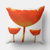 黄色とオレンジモダンのポピーフローラ枕 クッション (正面)