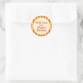 黄色とオレンジ市松模様にのキャンニングのラベル ラウンドシール (バッグ)