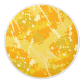 黄色とオレンジ絵を描の（ばちゃばちゃ）跳ねる セラミックノブ (正面)