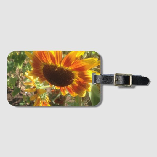 黄色とオレンジ色のひまわり写真 ラゲッジタグ (正面横)